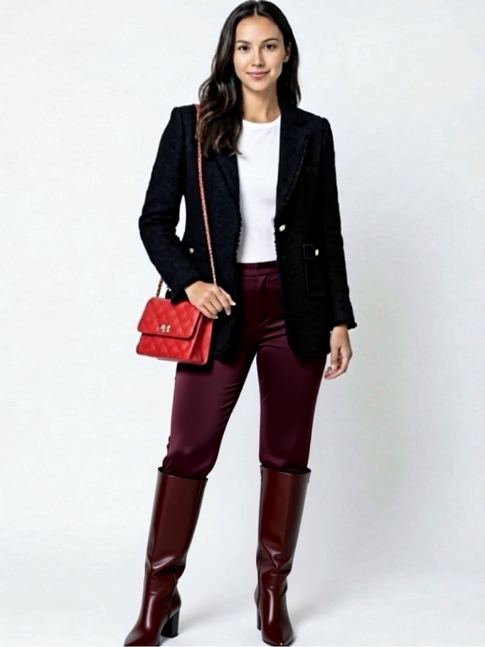 ❤️ Saks Fifth Avenue Red Quilted Chain Shoulder Bag – in the style of Chanel